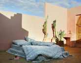 100% Bio-BW Perkal — Marrakech ecru/midnight blue