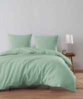 Seersucker Bettwäsche Set Mint Uni