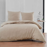 Seersucker Bettwäsche Set Taupe Uni