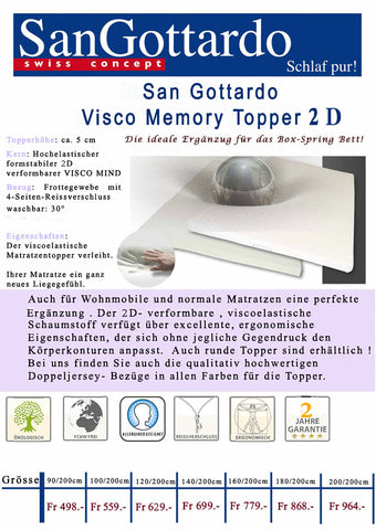 San Gottardo Visco Memory Topper Budget 6 cm