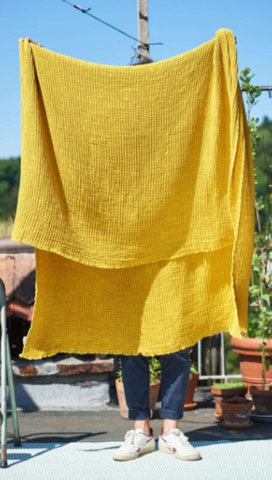 Tagesdecke Bio-Baumwolle — Plaid Marta, senf