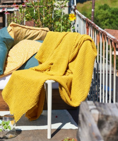 Tagesdecke Bio-Baumwolle — Plaid Marta, senf