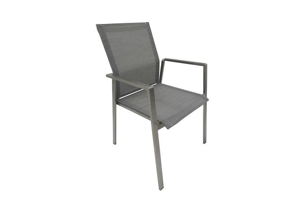 Torino Edelstahlstuhl Silber mit Armlehne