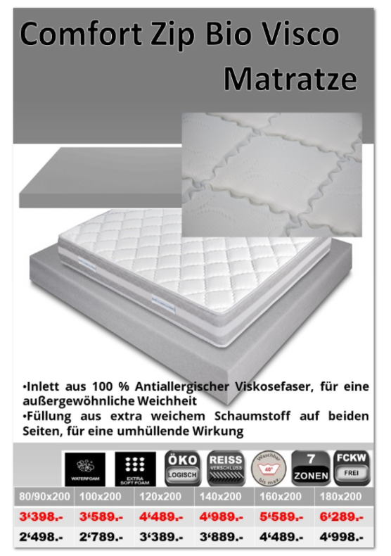 San Gottardo Comfort Zip Bio Visco Matratze
