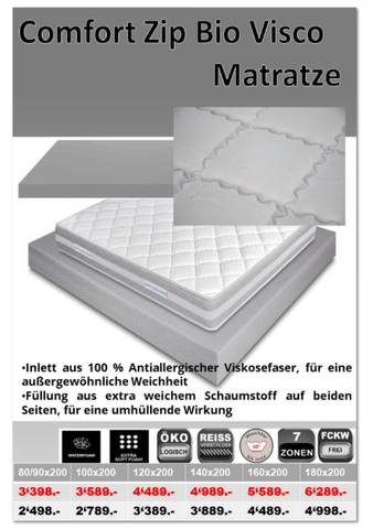 San Gottardo Comfort Zip Bio Visco Matratze