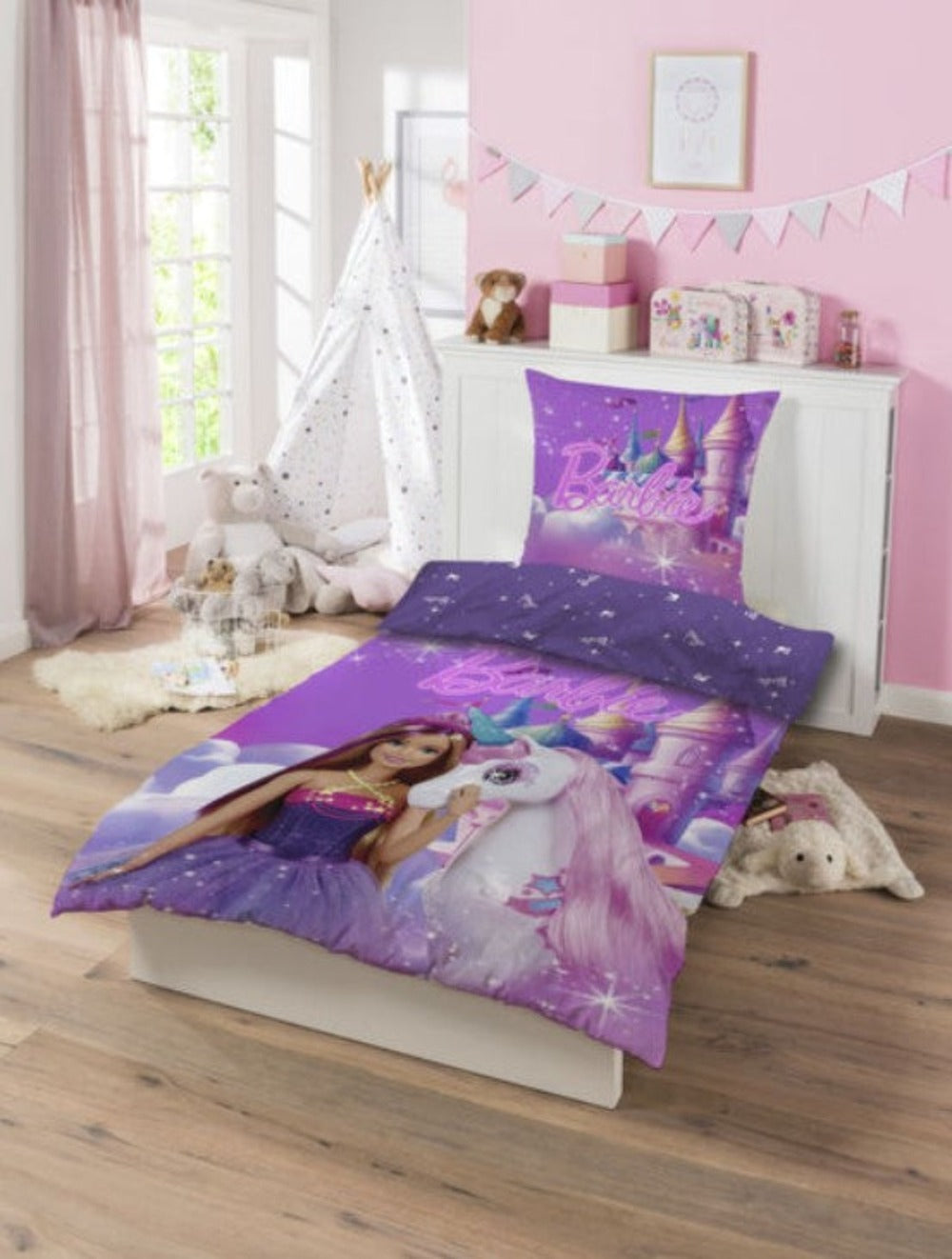 Princess Barbie - Baumwollbettwäsche Set 160x210 + 65x100 cm