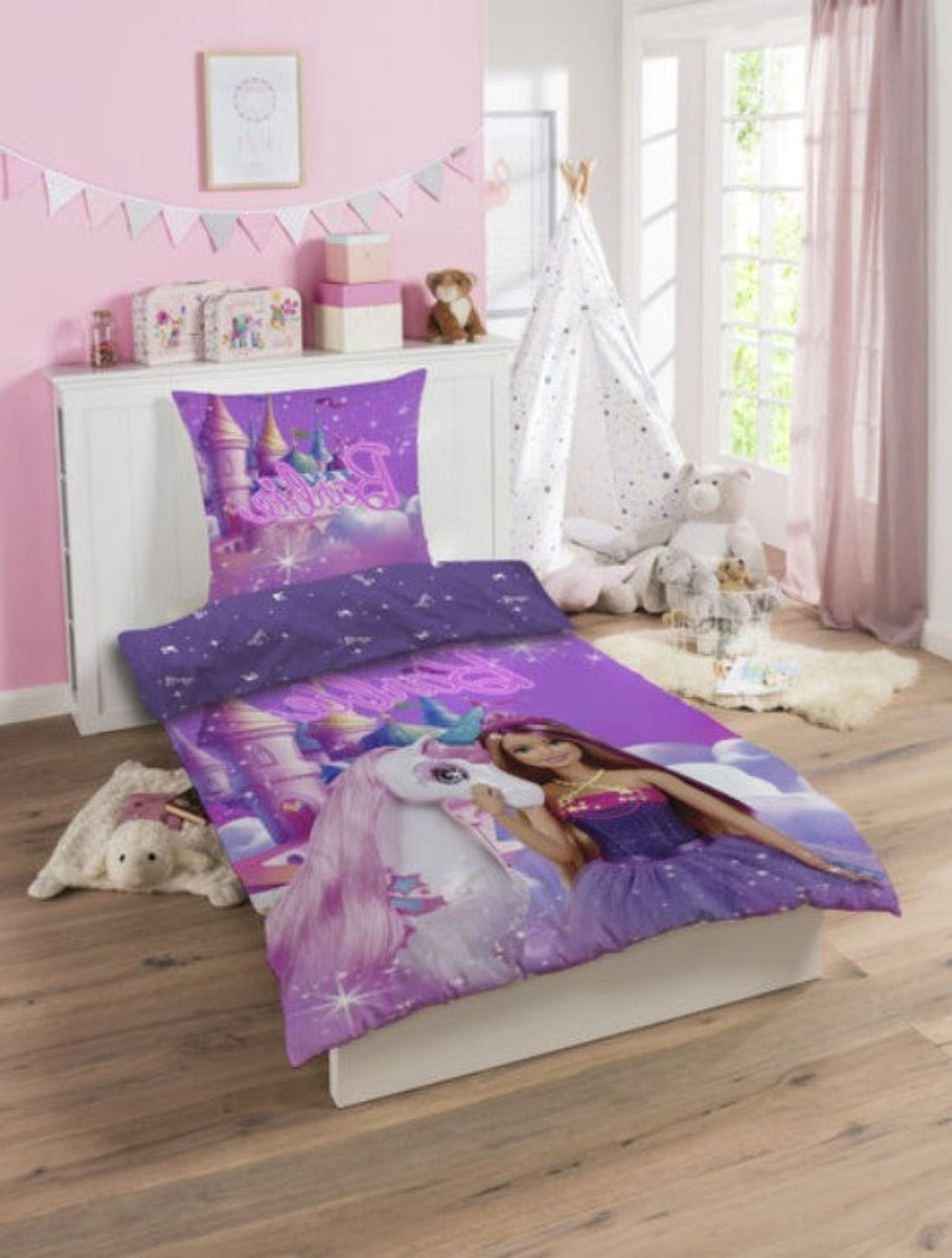 Princess Barbie - Baumwollbettwäsche Set 160x210 + 65x100 cm