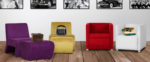Hollywood Sessel und Hocker Gelb