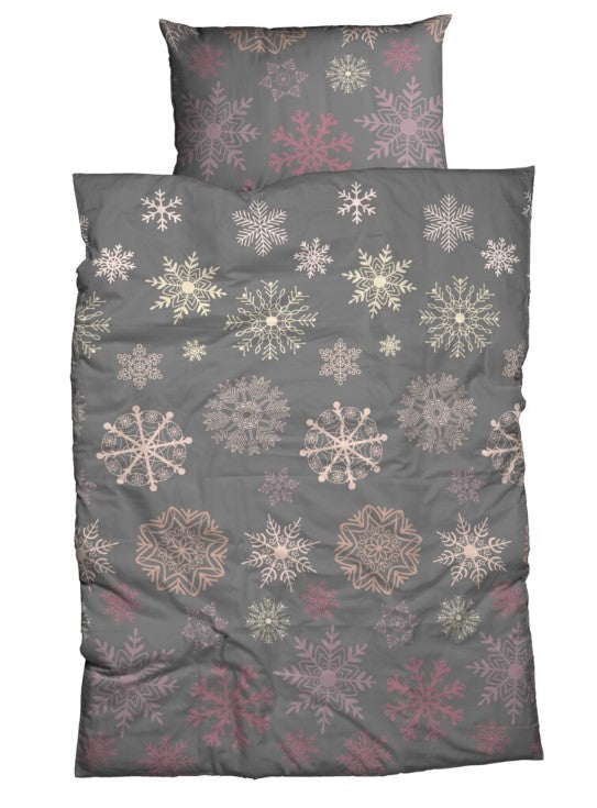 Satin Bettwäsche Schneeflocken