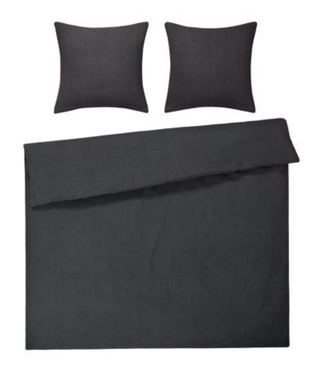 Seersucker Bettwäsche Set Anthrazit Uni