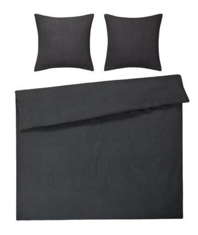 Seersucker Bettwäsche Set Anthrazit Uni