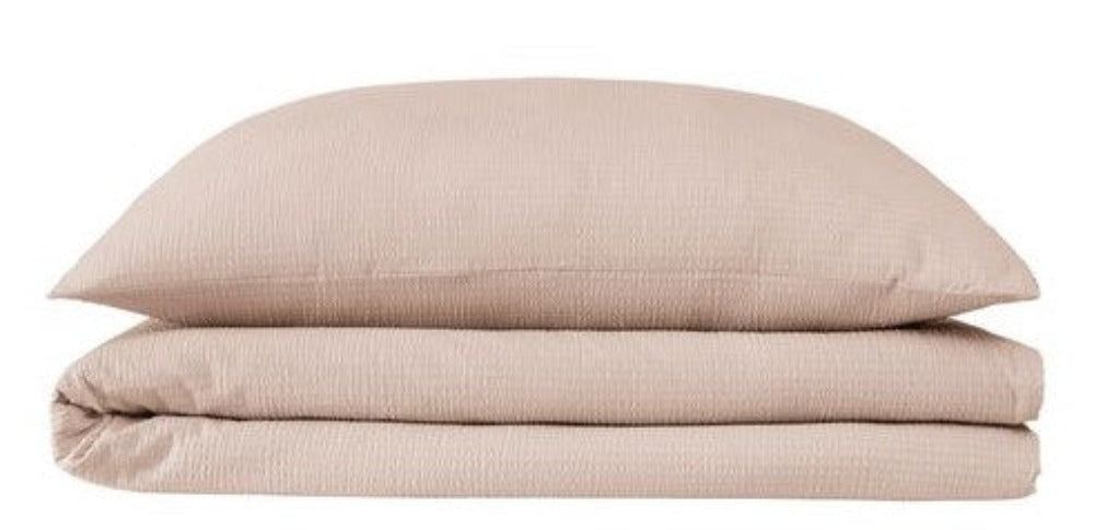 Seersucker Bettwäsche Set Latte Uni