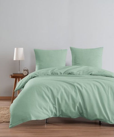 Seersucker Bettwäsche Set Mint Uni