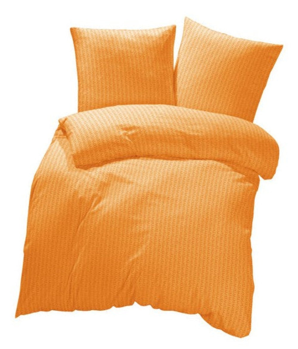 Seersucker Bettwäsche Set Orange Uni