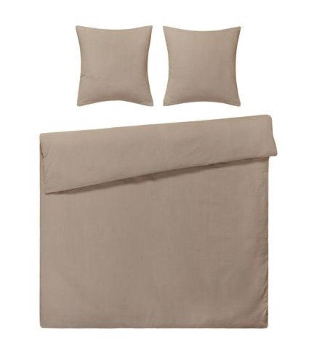 Seersucker Bettwäsche Set Taupe Uni