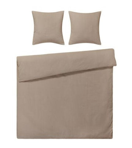 Seersucker Bettwäsche Set Taupe Uni