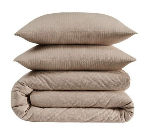 Seersucker Bettwäsche Set Taupe Uni