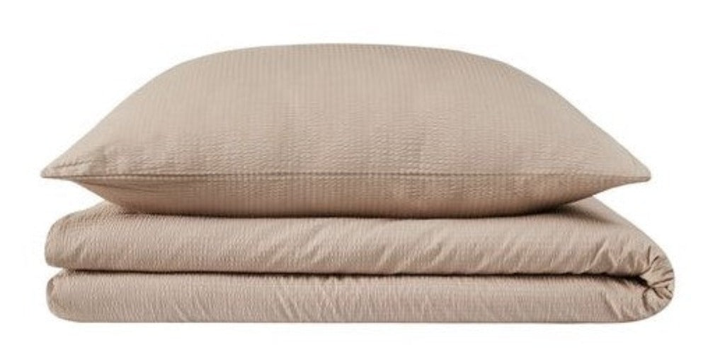 Seersucker Bettwäsche Set Taupe Uni