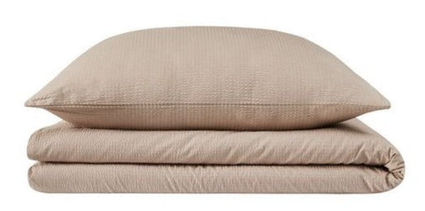 Seersucker Bettwäsche Set Taupe Uni