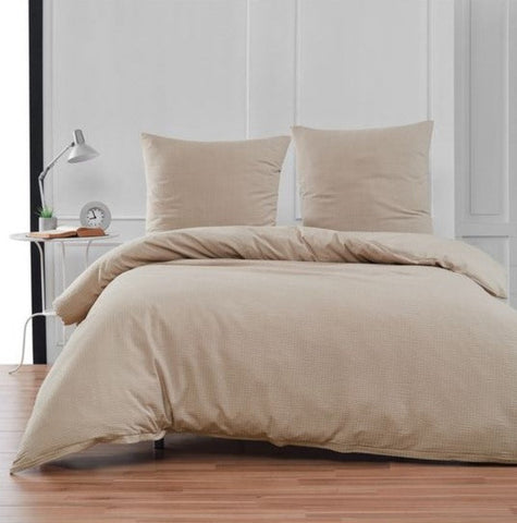 Seersucker Bettwäsche Set Taupe Uni
