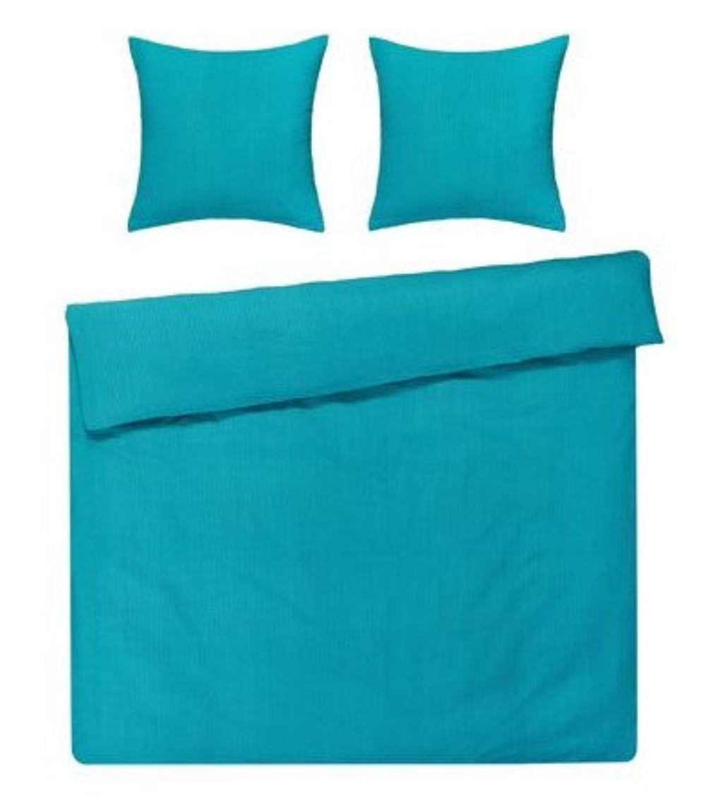 Seersucker Bettwäsche Set Türkis Uni