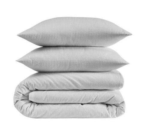 Seersucker Bettwäsche Set Weiss Uni