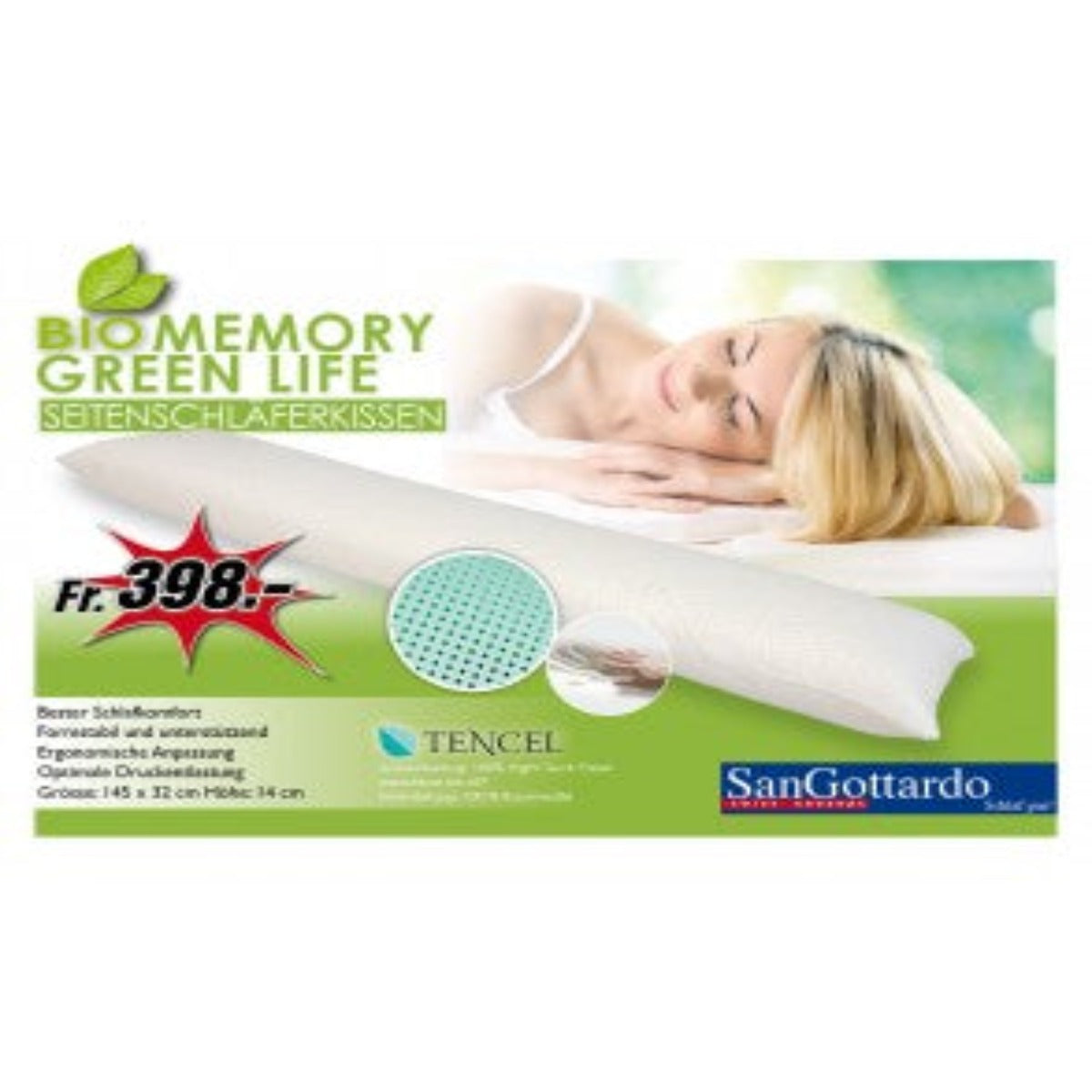 San Gottardo Bio Memory Green Life Seitenschläferkissen